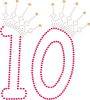 10 and Crown - Birthday Hotfix Rhinestone Transfer Diamante Motif, Iron on Applique