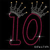 10 and Crown - Birthday Hotfix Rhinestone Transfer Diamante Motif, Iron on Applique