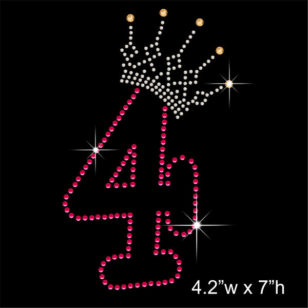 4 and Crown - Birthday Hotfix Rhinestone Transfer Diamante Motif, Iron on Applique
