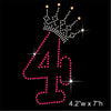 4 and Crown - Birthday Hotfix Rhinestone Transfer Diamante Motif, Iron on Applique