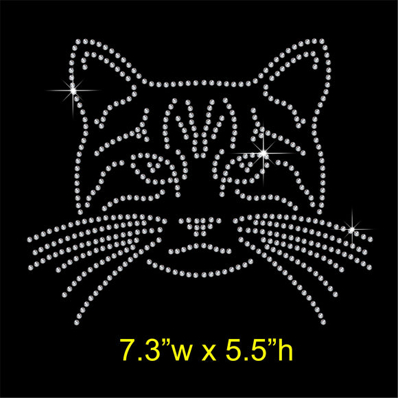 Cat face Hotfix Rhinestone Transfer Diamante Motif, Iron-on Applique