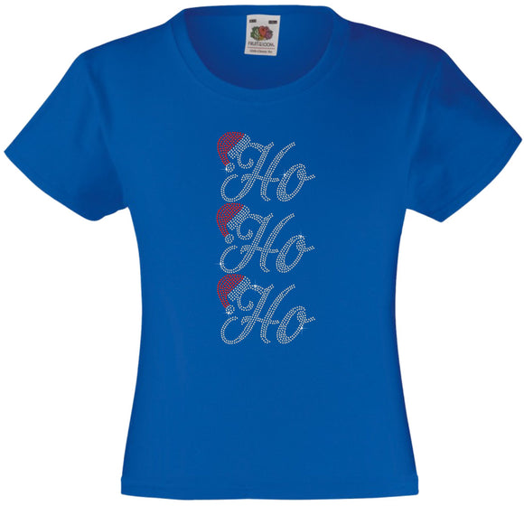 CHRISTMAS HO HO HO RHINESTONE EMBELLISHED T-SHIRT FOR GIRLS, ELEGANT GIFT FOR CHRISTMAS