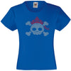 SKULL WITH A TIARA HALLOWEEN SCARY RHINESTONE EMBELLISHED T-SHIRT ELEGANT GIFT FOR GIRLS