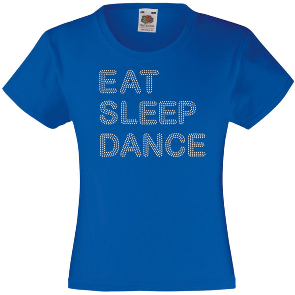 EAT SLEEP DANCE RHINESTONE EMBELLISHED T-SHIRT ELEGANT GIFT FOR GIRLS