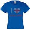 I LOVE ENGLAND RHINESTONE EMBELLISHED T-SHIRT ELEGANT GIFT FOR GIRLS