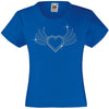 HEART WITH WINGS RHINESTONE EMBELLISHED T-SHIRT ELEGANT GIFT FOR GIRLS