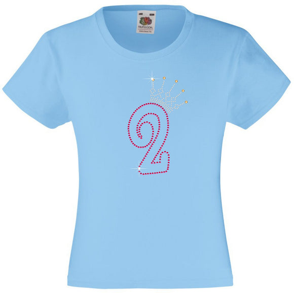 NUMBER 2 IN WITH CROWN GIRLS T SHIRT, RHINESTONE EMBELLISHED BIRTHDAY T SHIRT, ELEGANT GIFT FOR THEIR BIG DAY