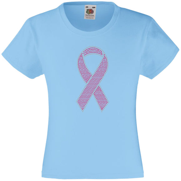 HOPE RIBBON RHINESTONE EMBELLISHED T-SHIRT ELEGANT GIFT FOR GIRLS