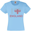 I LOVE ENGLAND RHINESTONE EMBELLISHED T-SHIRT ELEGANT GIFT FOR GIRLS
