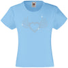 HEART WITH WINGS RHINESTONE EMBELLISHED T-SHIRT ELEGANT GIFT FOR GIRLS