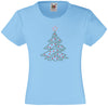 CHRISTMAS TREE RHINESTONE EMBELLISHED T-SHIRT FOR GIRLS, ELEGANT GIFT FOR CHRISTMAS