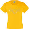HEART WITH WINGS RHINESTONE EMBELLISHED T-SHIRT ELEGANT GIFT FOR GIRLS