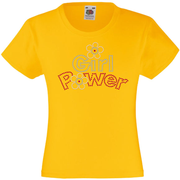 GIRL POWER RHINESTONE EMBELLISHED T-SHIRT ELEGANT GIFT FOR GIRLS