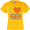 I LOVE GREAT BRITAIN (FLAG UNION JACK) RHINESTONE EMBELLISHED T-SHIRT ELEGANT GIFT FOR GIRLS
