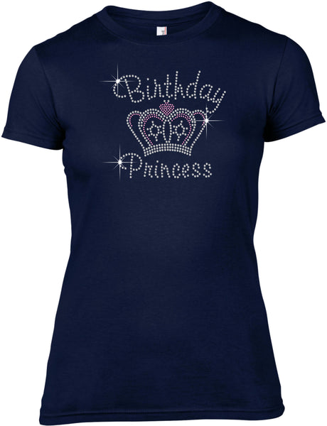 BIRTHDAY PRINCESS RHINESTONE EMBELLISHED T-SHIRT FOR LADIES