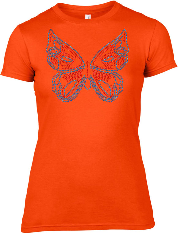 BUTTERFLY RHINESTONE EMBELLISHED T-SHIRT FOR LADIES