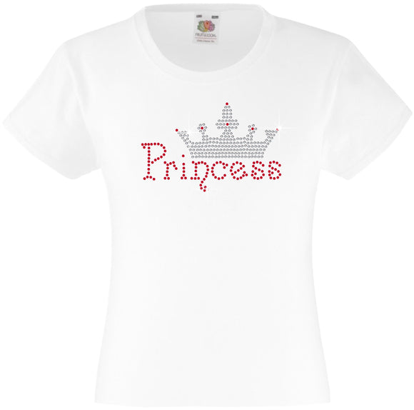 PRINCESS GIRLS RHINESTONE EMBELLISHED T-SHIRT ELEGANT GIFT FOR ANY OCCASION