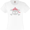 SKULL WITH A TIARA HALLOWEEN SCARY RHINESTONE EMBELLISHED T-SHIRT ELEGANT GIFT FOR GIRLS