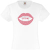 BITE ME LIPS HALLOWEEN SCARY RHINESTONE EMBELLISHED T-SHIRT ELEGANT GIFT FOR GIRLS