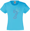 NUMBER 7 IN WITH CROWN GIRLS T SHIRT, RHINESTONE EMBELLISHED BIRTHDAY T SHIRT, ELEGANT GIFT FOR THEIR BIG DAY