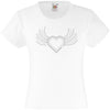 HEART WITH WINGS RHINESTONE EMBELLISHED T-SHIRT ELEGANT GIFT FOR GIRLS