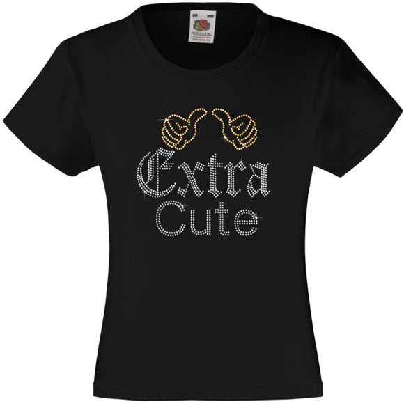 EXTRA CUTE RHINESTONE EMBELLISHED T-SHIRT ELEGANT GIFT FOR GIRLS