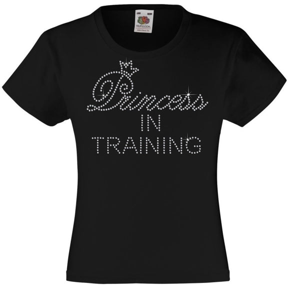 PRINCESS IN TRAINING GIRLS T SHIRT RHINESTONE EMBELLISHED T-SHIRT ELEGANT GIFT
