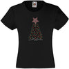 CHRISTMAS TREE RHINESTONE EMBELLISHED T SHIRT FOR GIRLS, ELEGANT GIFT FOR CHRISTMAS