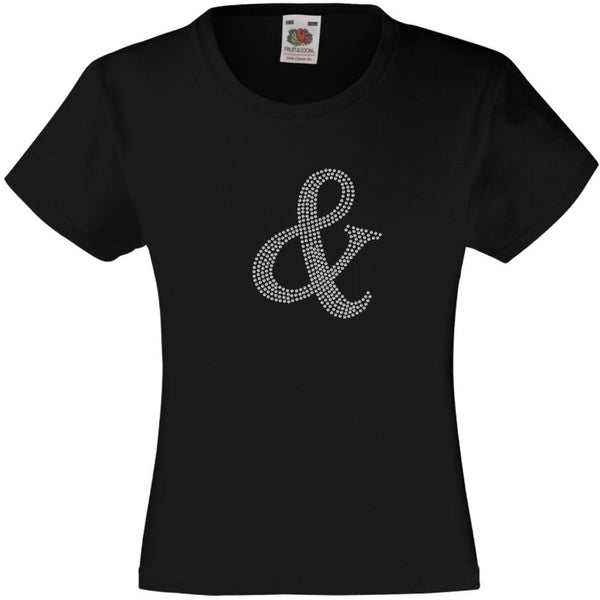 AMPERSAND RHINESTONE EMBELLISHED T-SHIRT ELEGANT GIFT FOR GIRLS