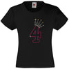 4 and Crown - Birthday Hotfix Rhinestone Transfer Diamante Motif, Iron on Applique