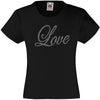 LOVE RHINESTONE EMBELLISHED T SHIRT ELEGANT GIFT FOR GIRLS