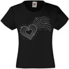 SHOOTING LOVE HEART RHINESTONE EMBELLISHED T-SHIRT ELEGANT GIFT FOR GIRLS