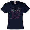 NUMBER 10 IN WITH CROWN GIRLS T SHIRT, RHINESTONE EMBELLISHED BIRTHDAY T SHIRT, ELEGANT GIFT FOR THEIR BIG DAY