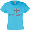 I LOVE ENGLAND RHINESTONE EMBELLISHED T-SHIRT ELEGANT GIFT FOR GIRLS