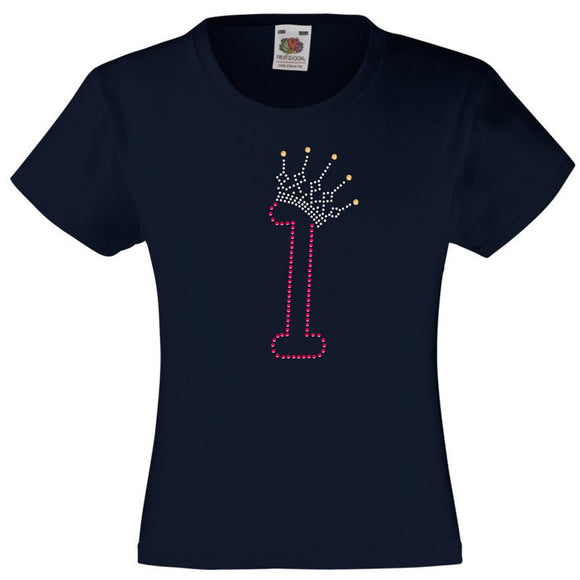 NUMBER 1 IN WITH CROWN GIRLS T SHIRT, RHINESTONE EMBELLISHED BIRTHDAY T SHIRT, ELEGANT GIFT FOR THEIR BIG DAY