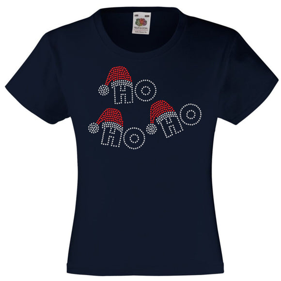 CHRISTMAS HO HO HO RHINESTONE EMBELLISHED T SHIRT FOR GIRLS, ELEGANT GIFT FOR CHRISTMAS