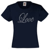LOVE RHINESTONE EMBELLISHED T SHIRT ELEGANT GIFT FOR GIRLS