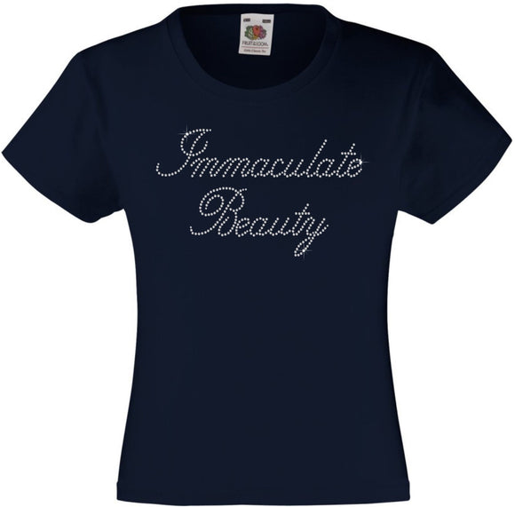 IMMACULATE BEAUTY RHINESTONE EMBELLISHED T-SHIRT ELEGANT GIFT FOR GIRLS