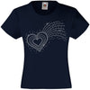 Shooting Love Heart Hotfix Rhinestone Transfer Diamante Motif Iron on Applique