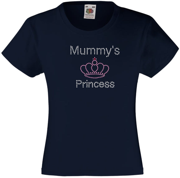 MUMMY'S PRINCESS GIRLS T SHIRT RHINESTONE EMBELLISHED BIRTHDAY T SHIRT ELEGANT GIFT FOR THEIR BIG DAY