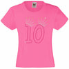 NUMBER 10 IN WITH CROWN GIRLS T SHIRT, RHINESTONE EMBELLISHED BIRTHDAY T SHIRT, ELEGANT GIFT FOR THEIR BIG DAY