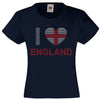I LOVE ENGLAND RHINESTONE EMBELLISHED T-SHIRT ELEGANT GIFT FOR GIRLS