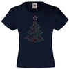 CHRISTMAS TREE RHINESTONE EMBELLISHED T-SHIRT FOR GIRLS, ELEGANT GIFT FOR CHRISTMAS