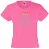 NUMBER 8 IN CRYSTAL COLOUR WITH TIARA GIRLS T SHIRT, RHINESTONE EMBELLISHED BIRTHDAY T SHIRT, ELEGANT GIFT FOR THEIR BIG DAY