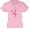 NUMBER 4 WITH CROWN & WAND GIRLS T SHIRT, RHINESTONE EMBELLISHED BIRTHDAY T SHIRT, ELEGANT GIFT FOR THEIR BIG DAY