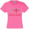I LOVE ENGLAND RHINESTONE EMBELLISHED T-SHIRT ELEGANT GIFT FOR GIRLS