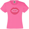 BITE ME LIPS HALLOWEEN SCARY RHINESTONE EMBELLISHED T-SHIRT ELEGANT GIFT FOR GIRLS