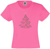 CHRISTMAS TREE RHINESTONE EMBELLISHED T-SHIRT FOR GIRLS, ELEGANT GIFT FOR CHRISTMAS