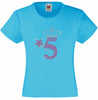 NUMBER 5 WITH CROWN & WAND GIRLS T SHIRT, RHINESTONE EMBELLISHED BIRTHDAY T SHIRT, ELEGANT GIFT FOR THEIR BIG DAY