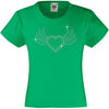 HEART WITH WINGS RHINESTONE EMBELLISHED T-SHIRT ELEGANT GIFT FOR GIRLS